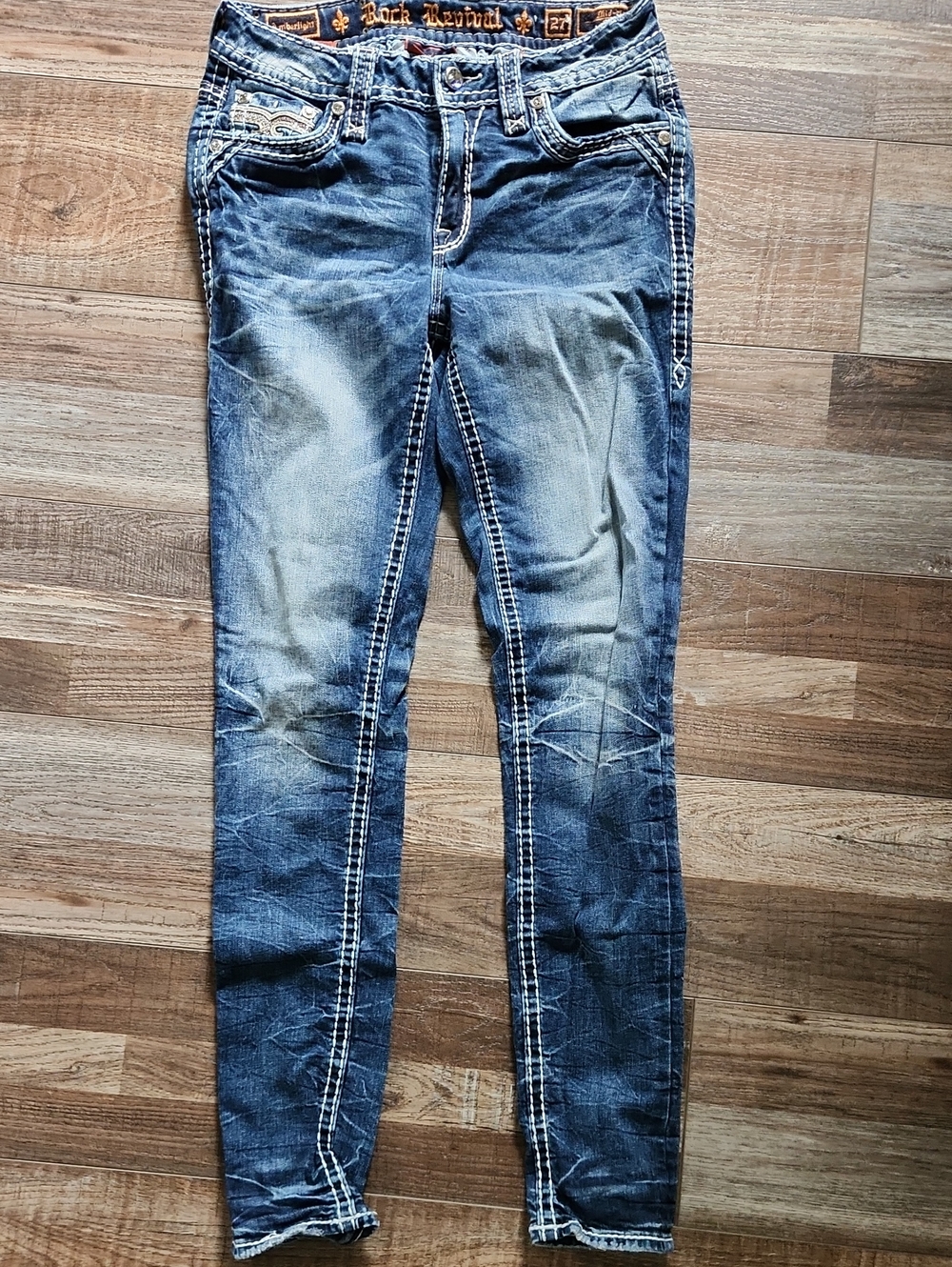 Rock Revival Women's Distressed Blue Denim Jeans